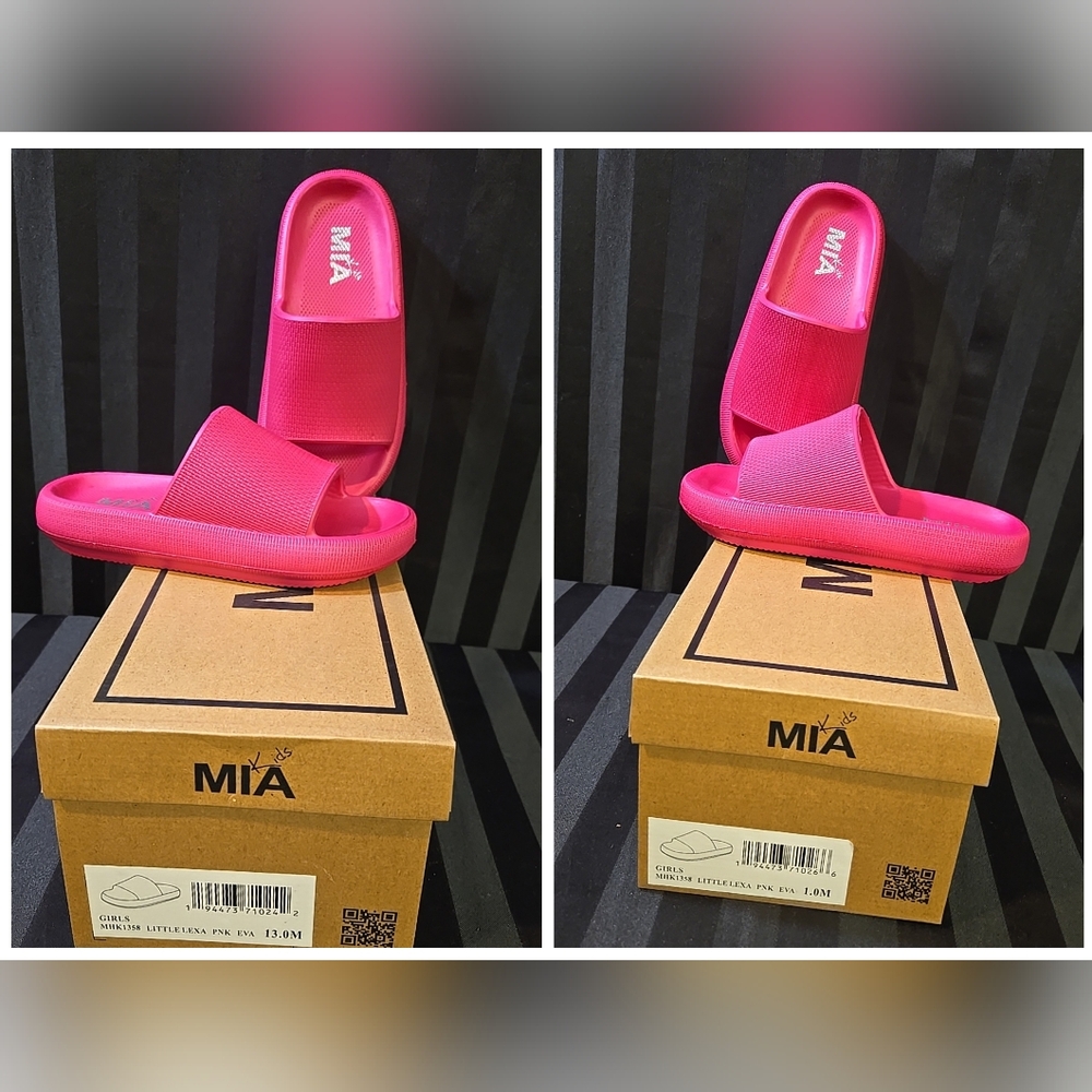 MIA Kids Size 13 Or 1 Textured EVA Slides Pink